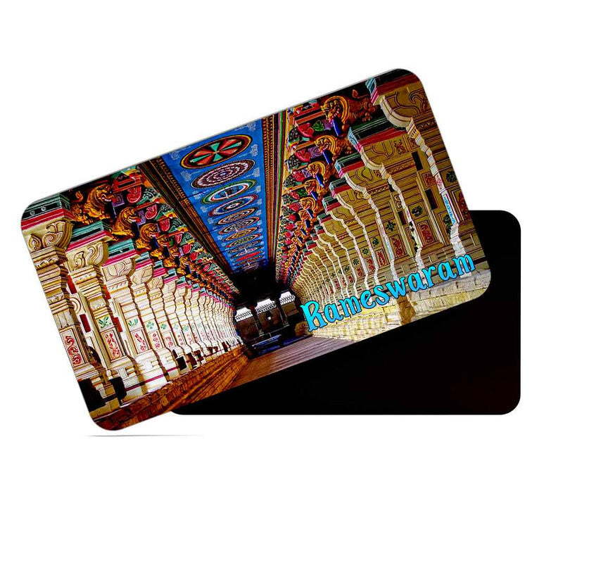 dhcrafts Rectangular Rubber Fridge Magnet / Magnetic Card Multicolor Tamil Nadu Rameswaram D2 Design Pack of 1 (8.6cm x 5.4cm)